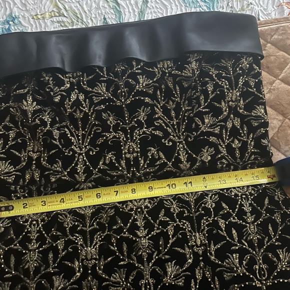 Theia Stunning Black and Gold Strapless Sheath Dress - Picture 13 of 15